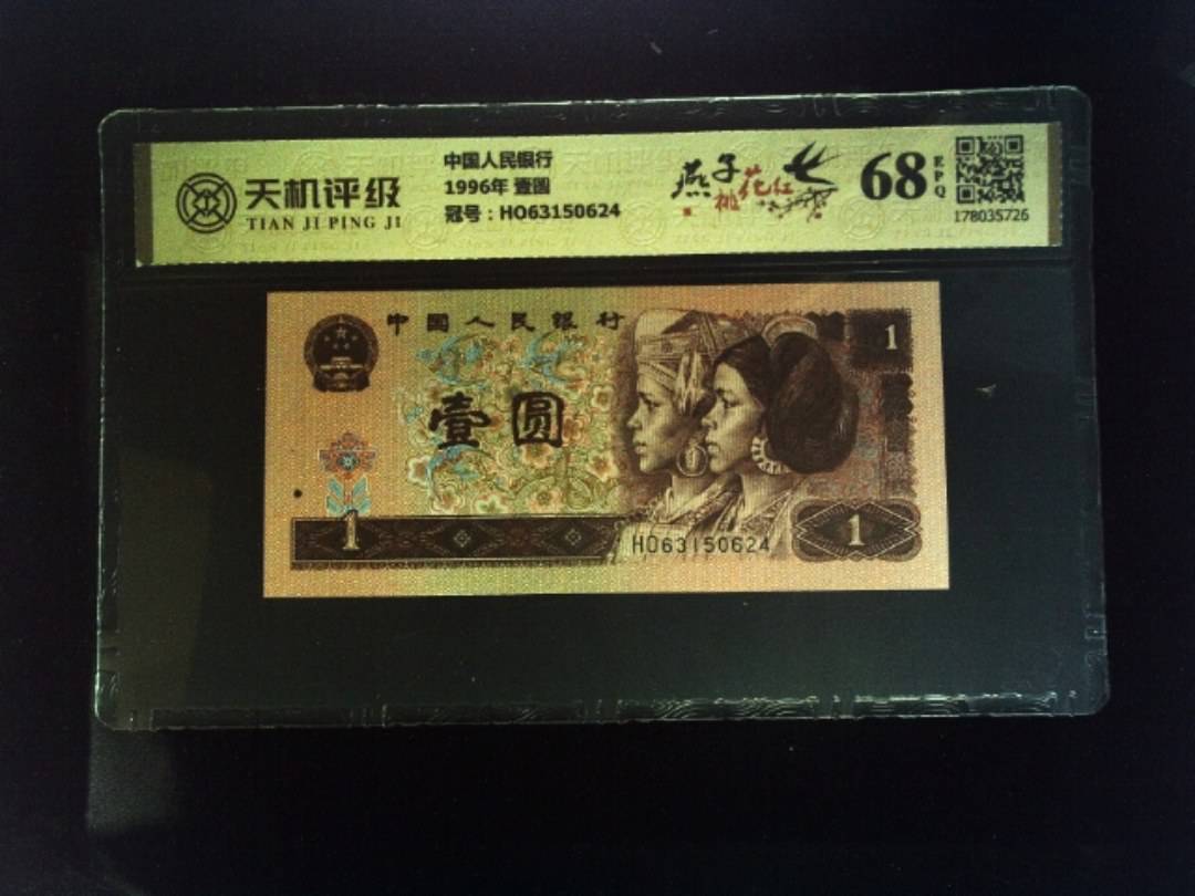 中国人民银行1996年 壹圆，冠号HO63150624，纸币，钱币收藏